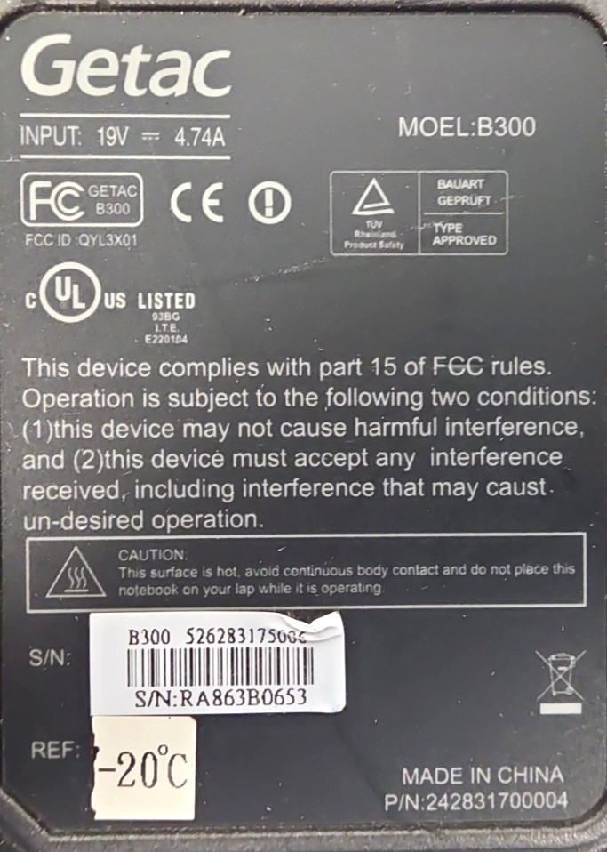 Getac B300 G1| Touch| Intel Core i7-L620| 4GB RAM| No HDD| No OS| 13,891 Hours