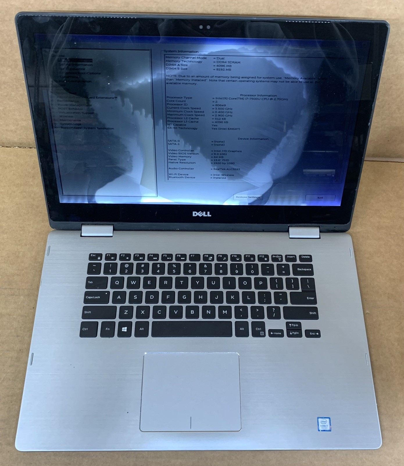 Inspiron 15-7579 TOUCH 2-IN-1 Intel Core i7-7500U@2.70GHz 12GB DDR4 RAM NO SSD