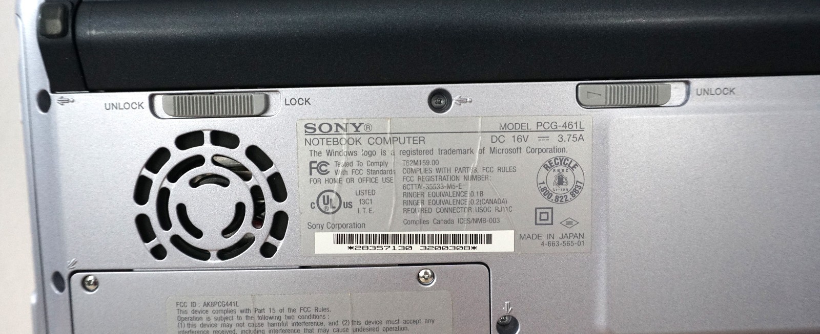 Sony Vaio PCG-SRX87 Notebook Computer Legacy Vintage Laptop Netbook Accessories