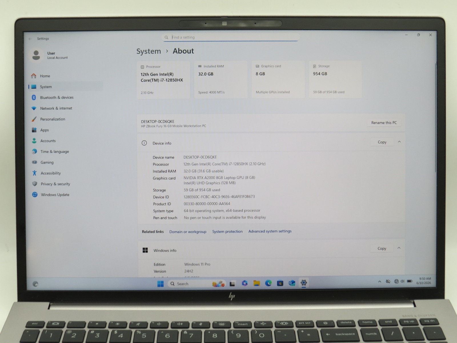 HP ZBook Fury G9 | I7-12850HX | 32GB DDR5 | 1TB m2 NVME | RTX A2000 | Win 11 Pro