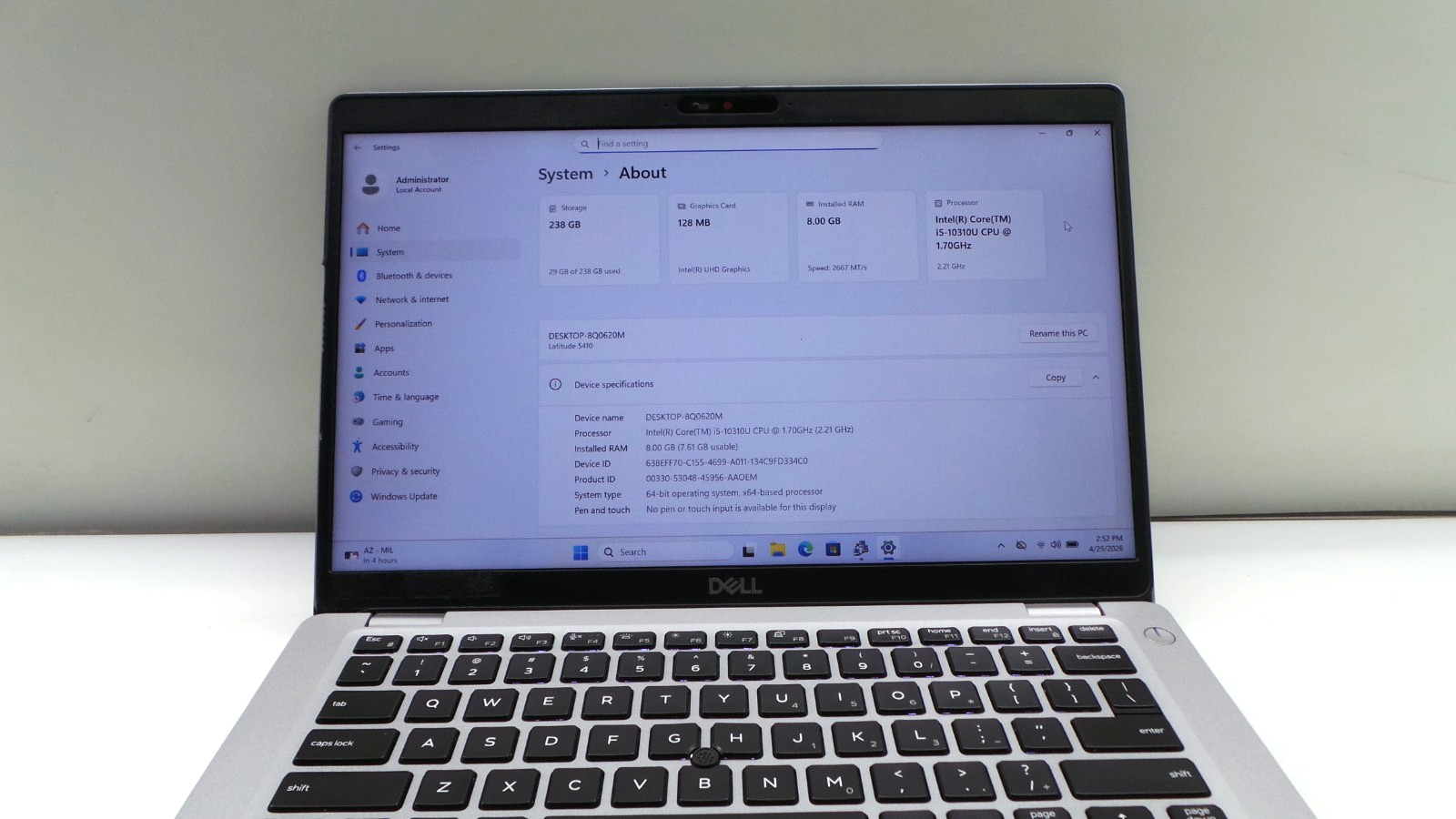 Dell Latitude 5410 | 14″ | i5-10310U 1.70GHz | 8GB RAM 256GB SSD | ***READ***