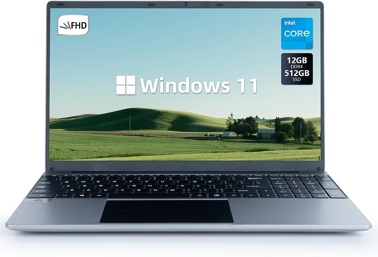 Laptop Computer 15.6”With 12GB DDR4 512GB SSD, Quad-Core Intel Celeron Processo