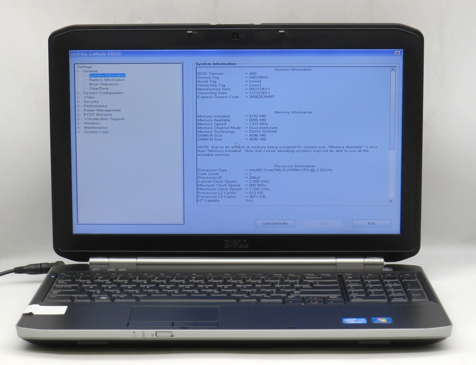 Dell Latitude E5520 | i3-2330M @ 2.20GHz | 8GB RAM | No OS *PARTS