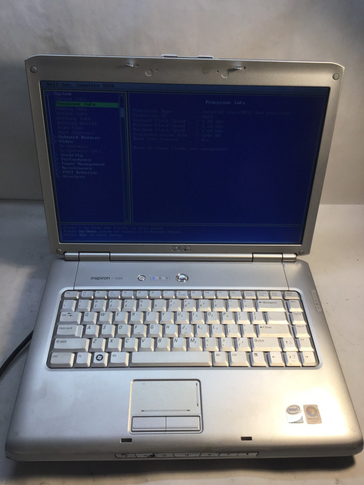 Dell Inspiron 1520 15″ Laptop Intel Core 2 Duo-BOOTS TO BIOS-MZ