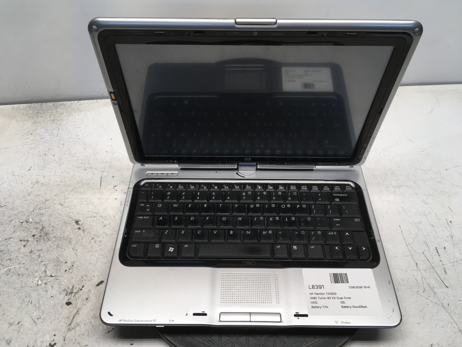 HP Pavilion TX1000 AMD Turion 64 X2 Dual-Core 1.8GHz NO HDD