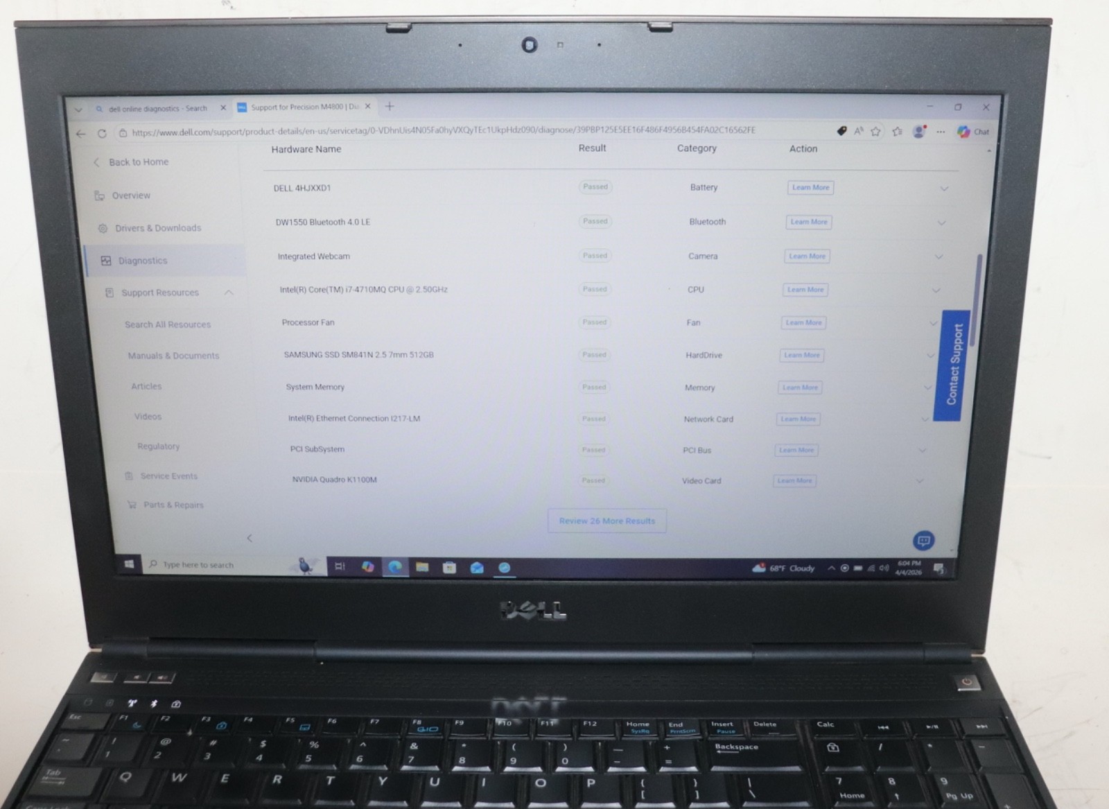 Dell Precision M4800 Intel i7 core @2.50GHz|16GBRAM|512GBSSD|WIN10|Nvidia|Webcam