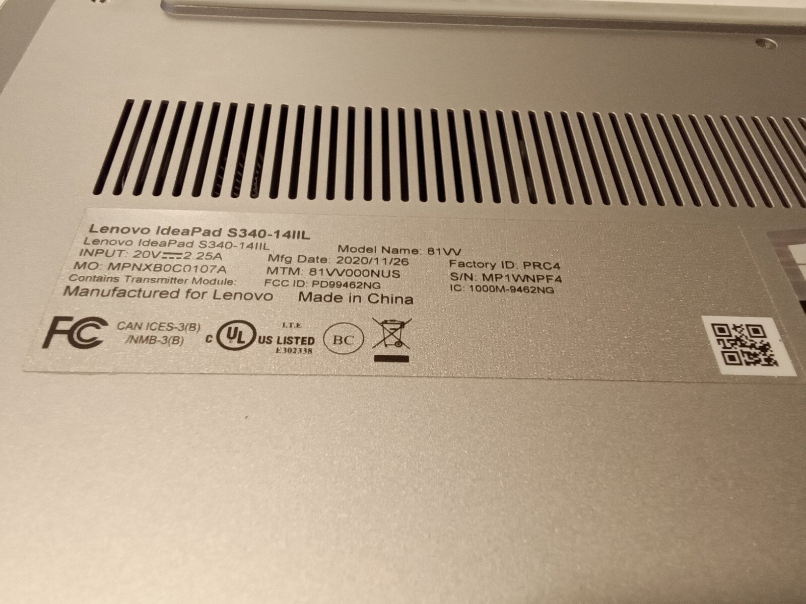 Lenovo Ideapad S340-14iiL Windows FOR PARTS