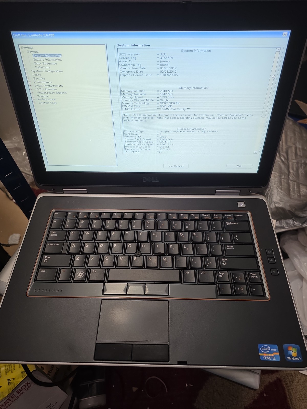 Dell Latitude E6420,Intel Core i5-2540@2.60ghz,8GB RAM 256GB SSD WIN 10