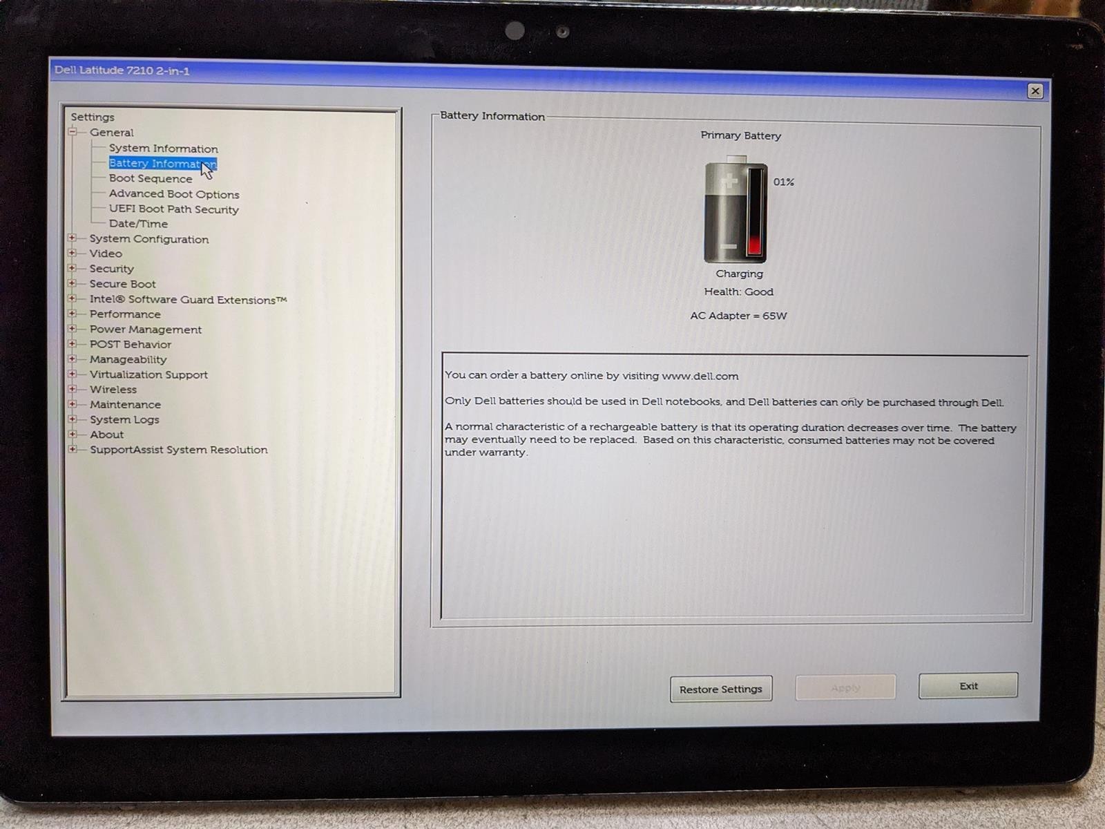 DELL LATITUDE 7210 2-IN-1 i5-10310U @ 1.7GHz, 8GB RAM, NO HDD/OS