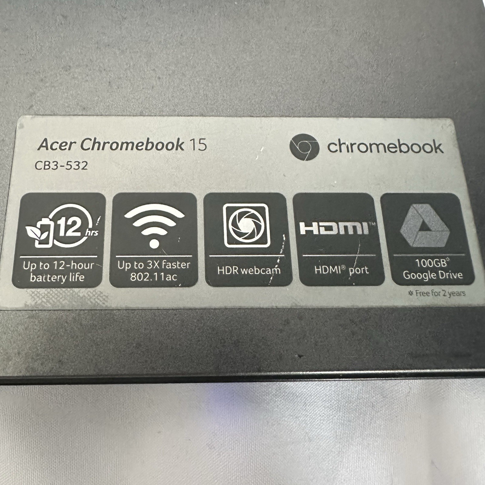 Acer Chromebook 15 – CB3-532 – Model N15Q9 – Celeron – 4GB RAM – 16GB eMMC Used