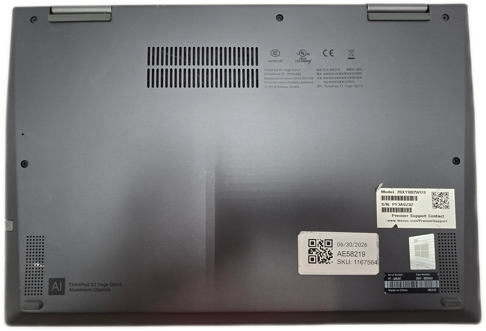 Lenovo ThinkPad X1 Yoga Gen 6 i5 11th Gen 256GB SSD 8GB RAM Windows 11 Pro