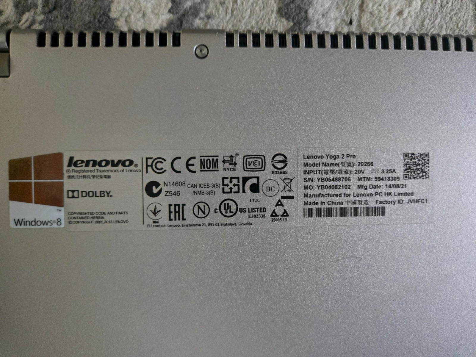 Lenovo Yoga 2 Pro 13.3″ Core i7-4510U 8GB RAM 256GB SSD Ubuntu Linux Laptop