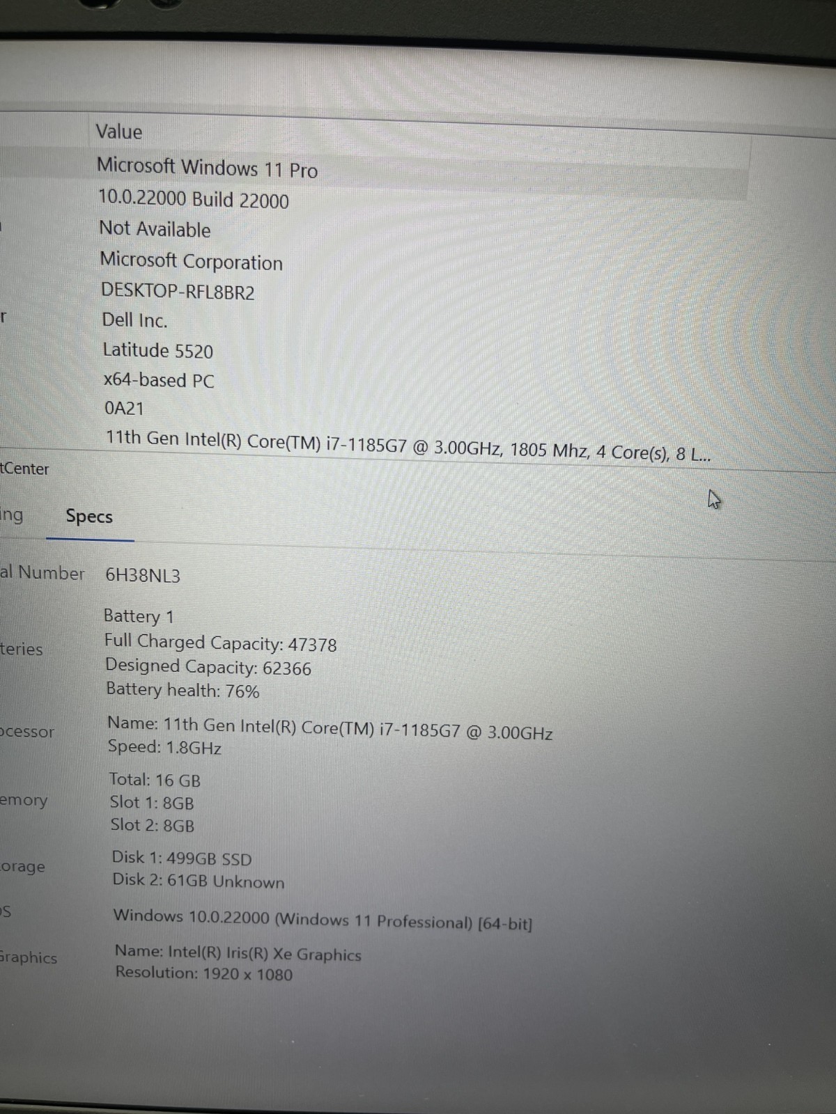 Dell Latitude 5520 15.6″ Laptop i7-1185G7 3GHz 16GB RAM 512GB SSD Win 11 Pro
