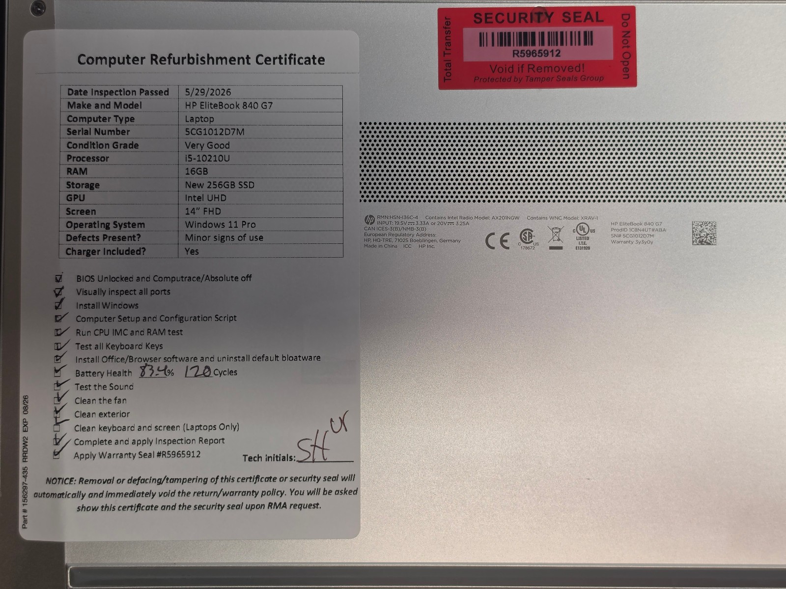 HP EliteBook 840 G7 14″ Windows 11 Laptop – i5-10210U, 16GB RAM, New 256GB SSD