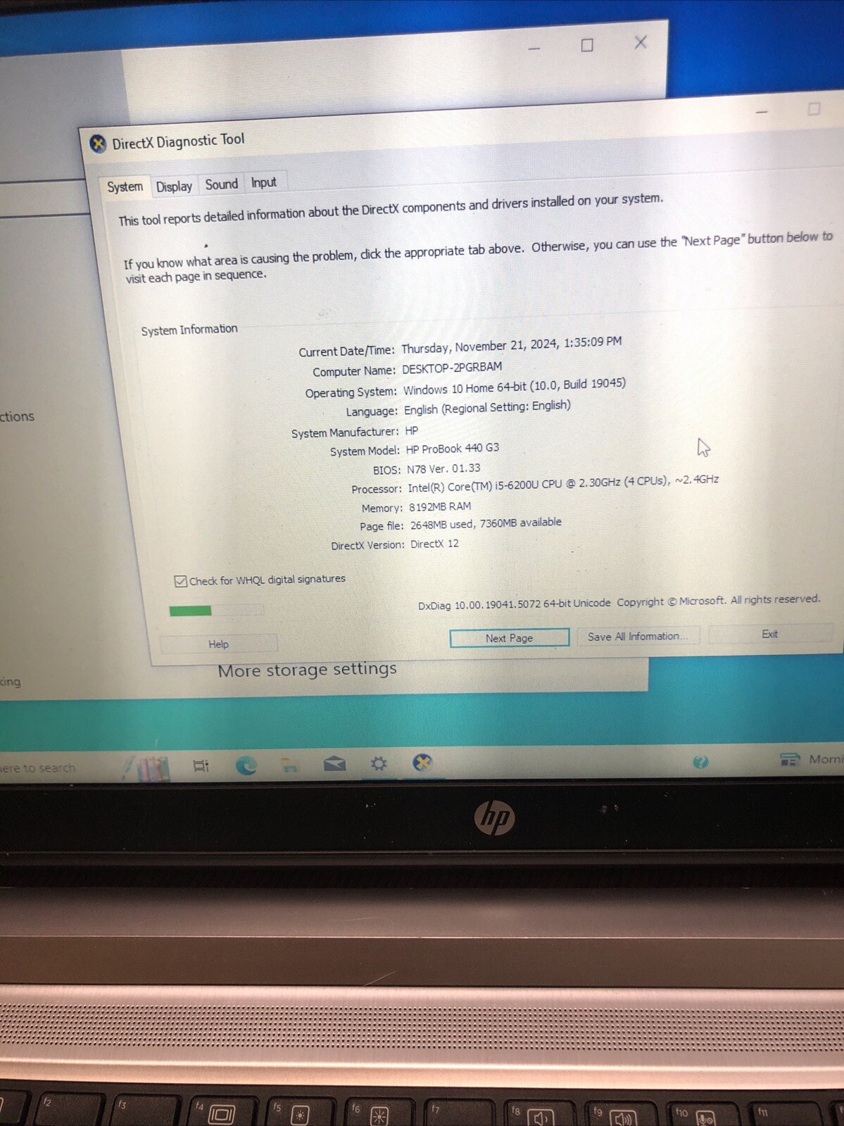 HP ProBook 450 G3 Laptop 15.6″ FHD Intel i5-6200U 2.3GHz 8GB 500GB HDW10P