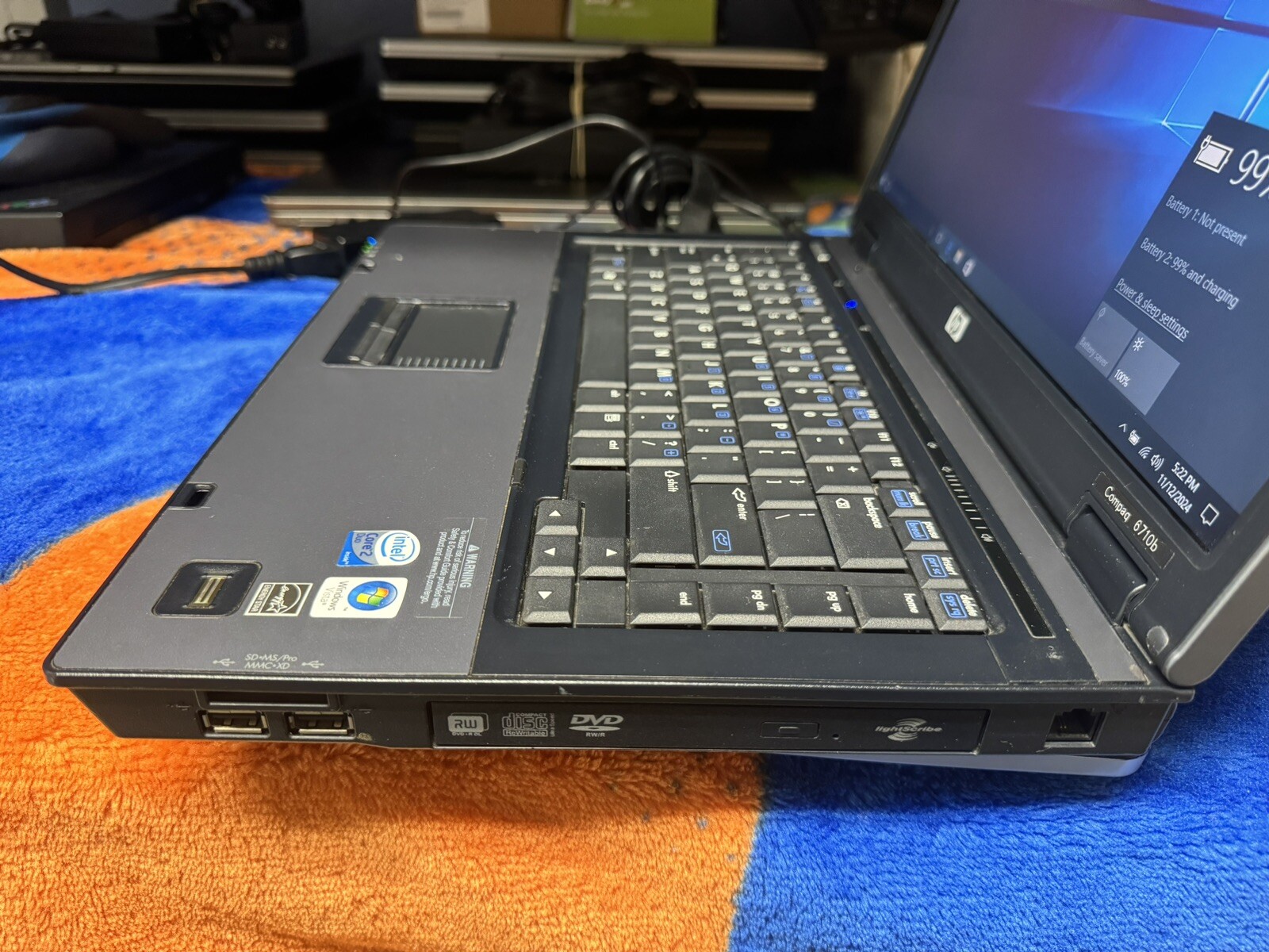 HP 6710b 15.4”, Win10pro, Intel C2D 2.20, 150 GB, 2.5 GB, DVD-RW, Wifi, #003