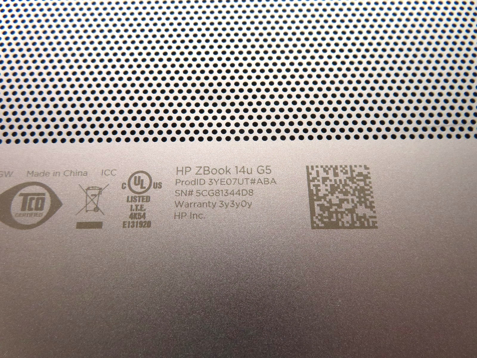 HP ZBook 14u G5 14″ Intel i7-8550U 1.8GHz 16GB RAM 512GB SSD WX 3100