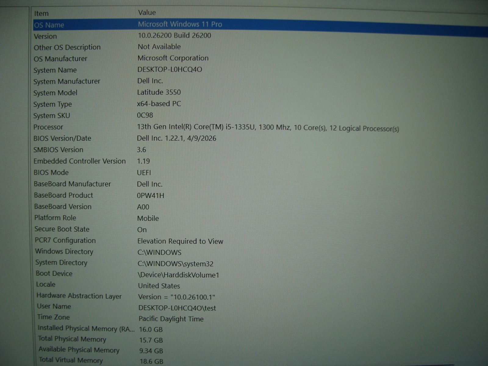 Dell Latitude 3550 15.6″FHD Intel i5-1335U 1.3GHz 16GB 512GB SSD W11Pro +Charger