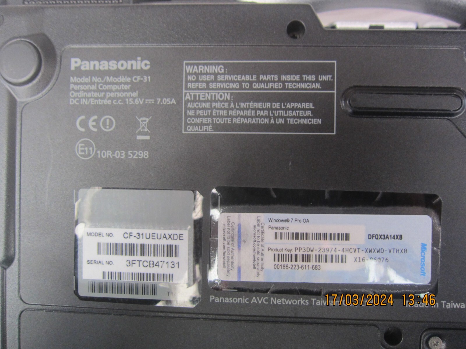 Panasonic Toughbook CF-31-MK3 / Core i5-3360M 2.80GHz / Rugged Military Grade