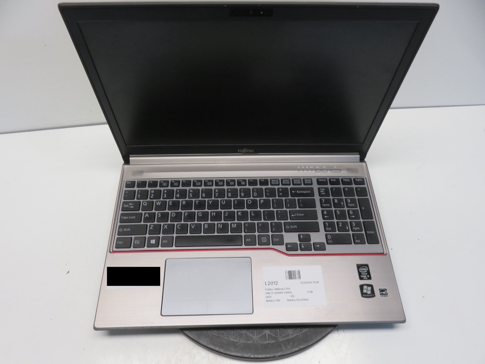 Fujitsu LifeBook E754 Intel i5-4300M 2.6GHz 2 GB NO HDD No Batt