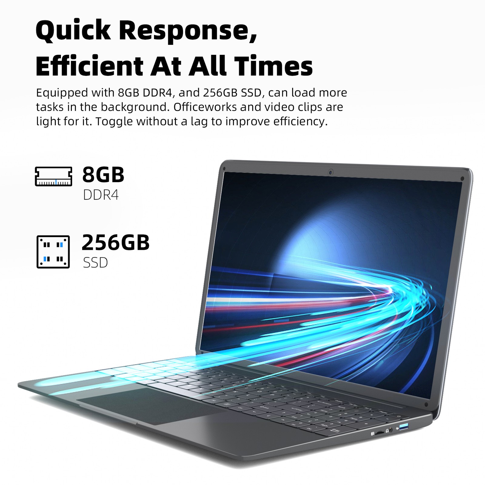 SGIN 15.6″ Full HD Laptop 7000mAh 8GB RAM 256GB SSD Windows 11 Intel J4105