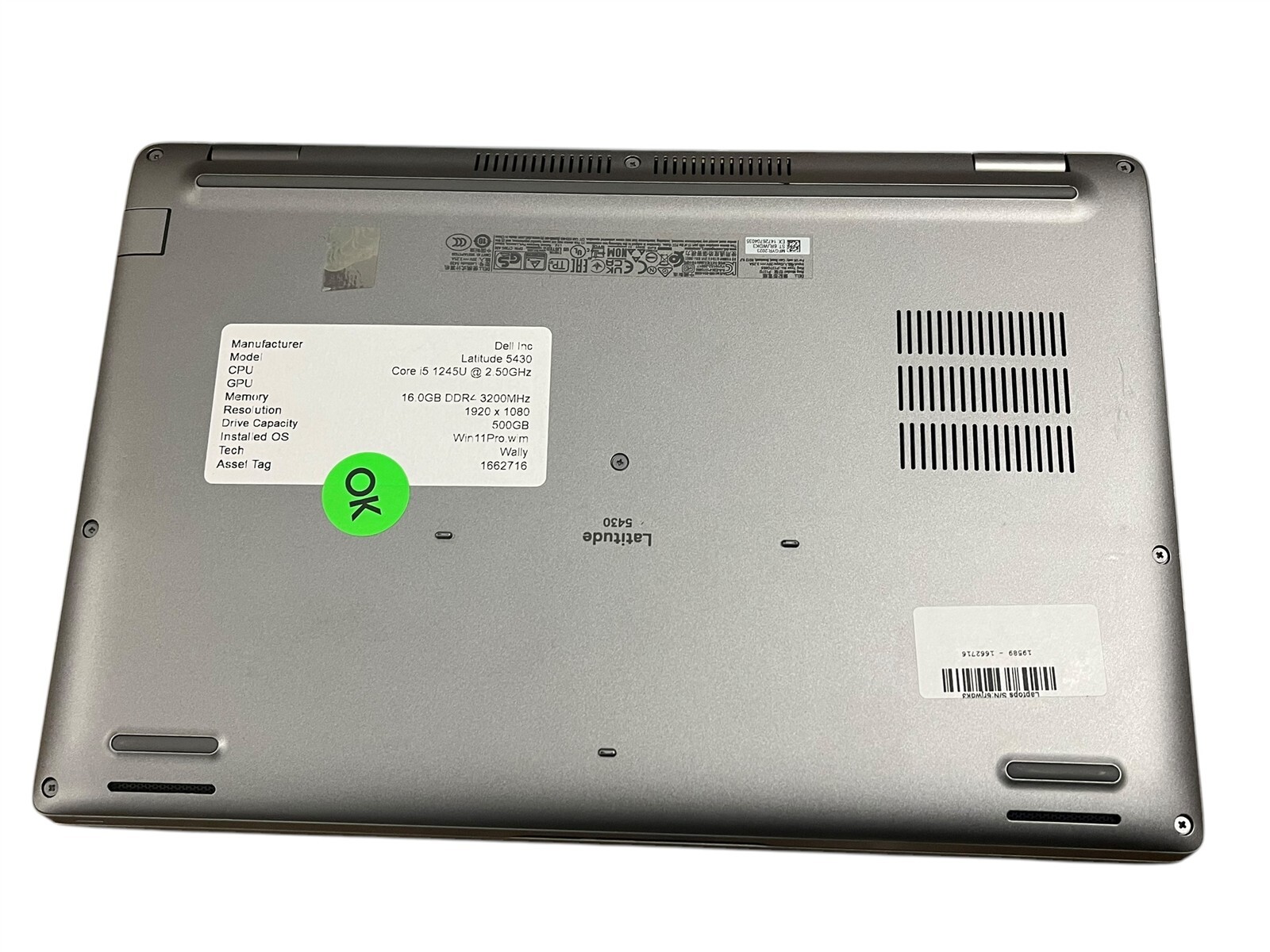 Dell Latitude 5430 i5-1235U 2.5GHz 16.0GB 500GB Win11 Pro Laptop Notebook PC 14″