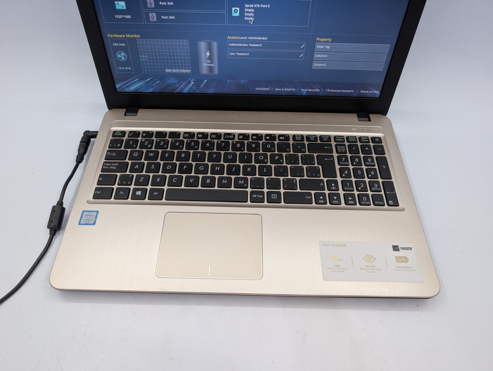 Asus K540UA-Q31B-CB 15.6″ Laptop i3-8130U 6GB RAM Missing HDD Connector Boots