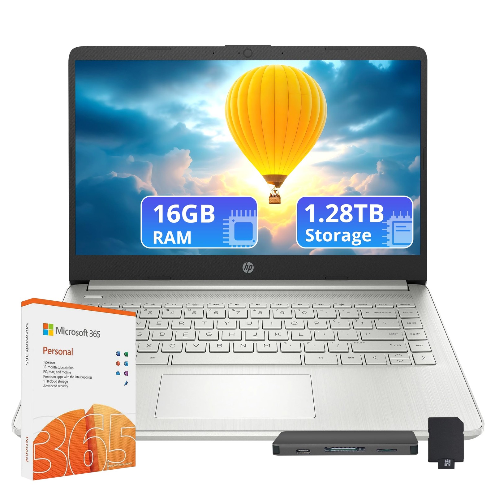 HP Flagship 14 Laptop with 1 Year Office 365 16GB RAM 1.28TB Storage (128GB eMMC