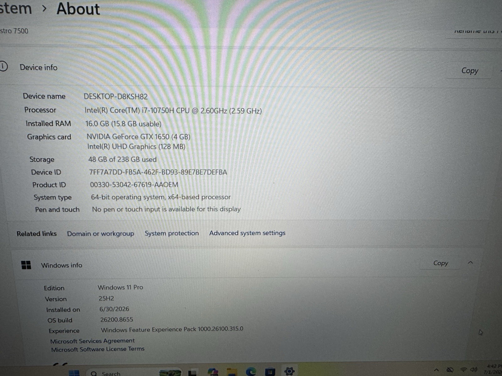 Gaming! Dell Vostro 7500 15.6 FHD i7-10750H 16GB RAM 256GB Win 11 GTX 1650