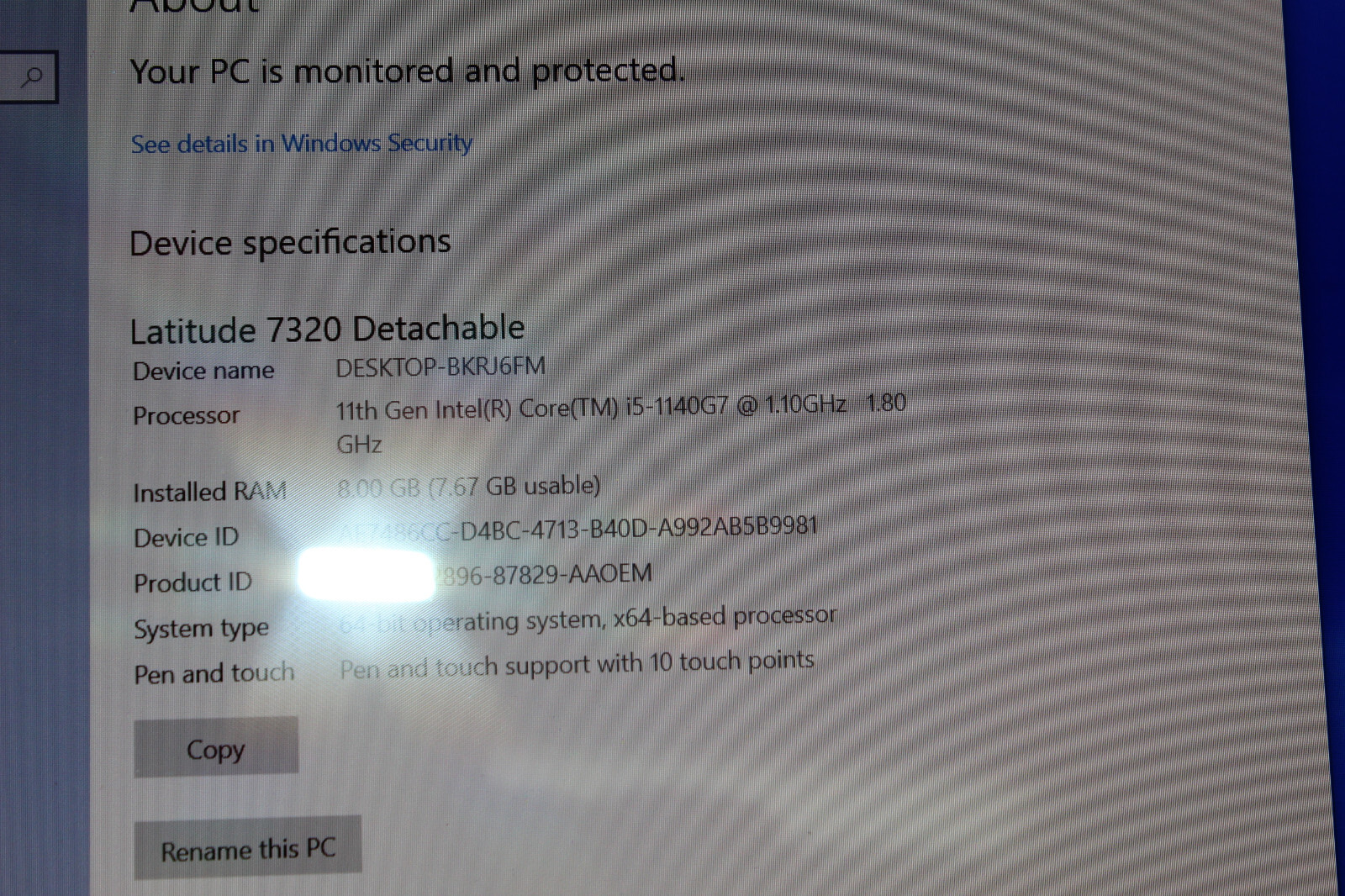 Dell Latitude 7320 Tablet i5-1140G7 8GB 256GB SSD Win10 Pro Warranty 6-12-2025