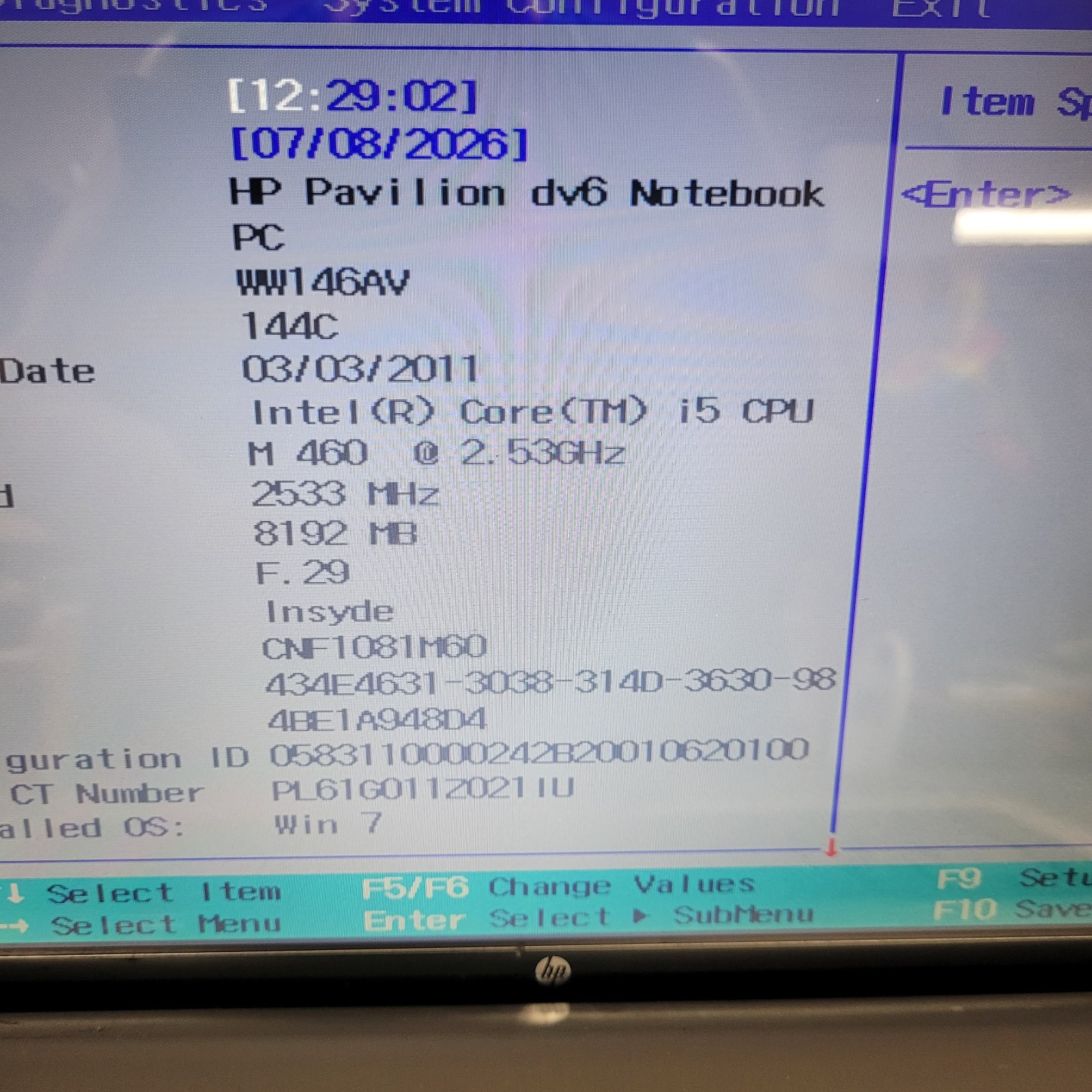 HP Pavilion dv6t-3100 Intel i5-m460 @2.53GHz 8 GB RAM – NO HDD