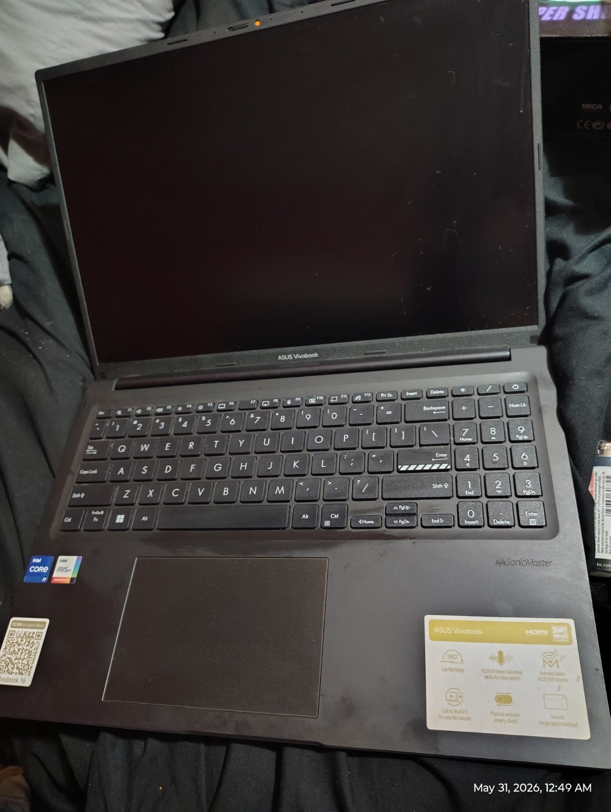 asus vivobook 16″ 16:10 PC laptop , Intel core i7 16GB RAM, 512 GB SSD-BLACK