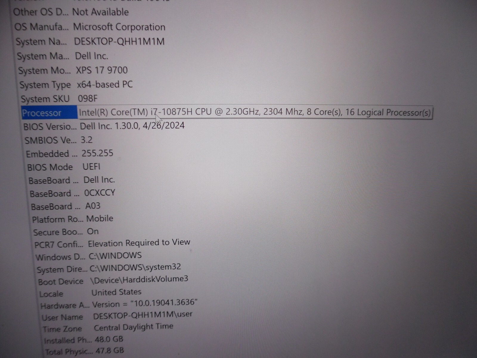 Dell XPS 17 9700 17″ 2TB SSD, Intel Core I7 8 Cores 4.7GHz, 48GB RAM NVIDIA 2060