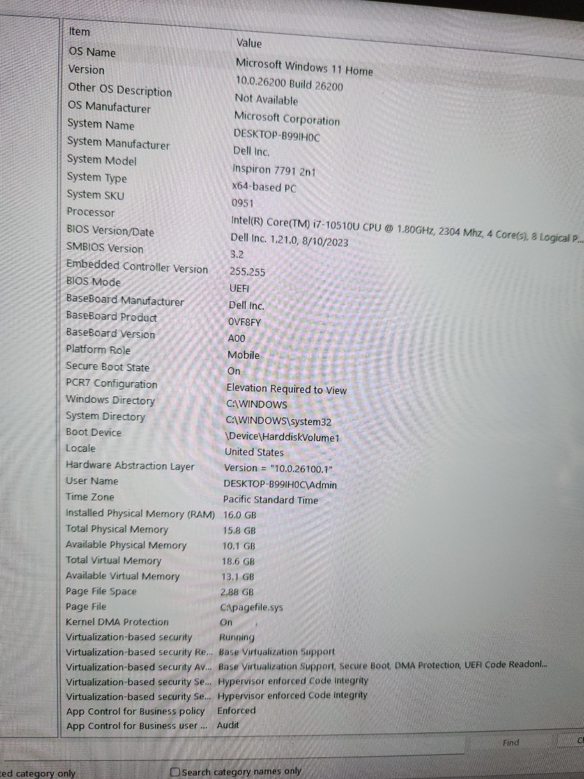 Dell Inspiron 17″ Intel Core i7-10510u CPU 4 Core(s), 8 thread 16GB Ram 1 tb SSD
