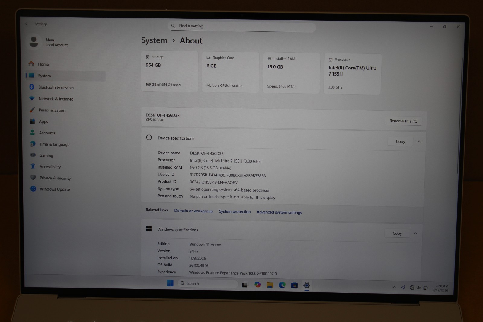 Dell XPS9640 16 16.3” 2K Laptop Intel Core Ultra 7 155H 16GB RTX 4050 1TB