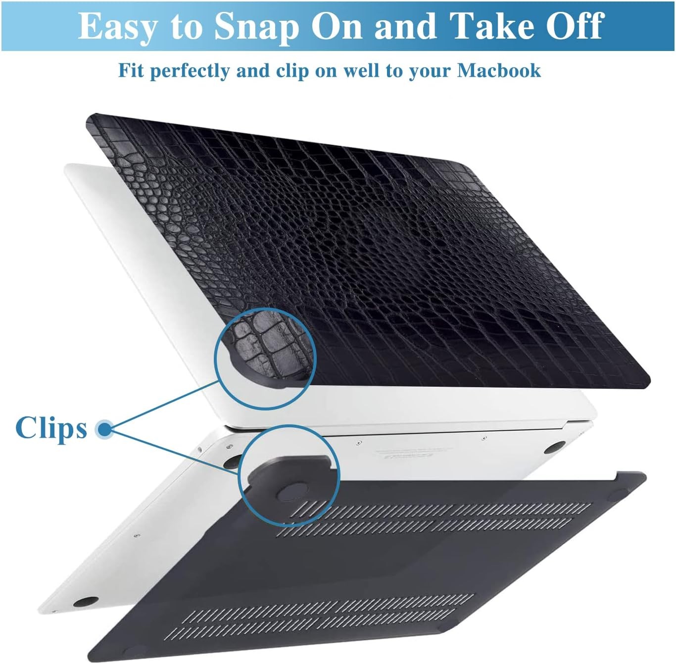 Crocodile MacBook Pro 15 inch Case 2019 2018 2017 2016 Release A1990 A1707 Black
