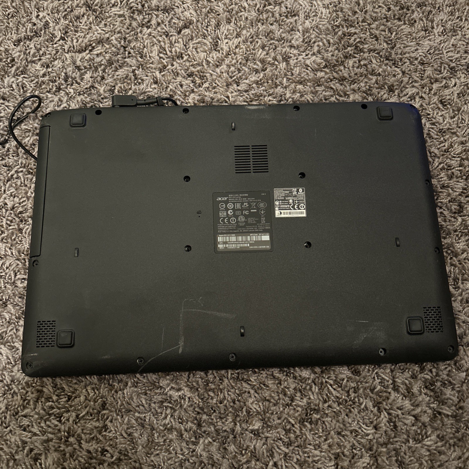 ACER ES1-512 MS2394 Intel Celeron N2840 @ 2.16Ghz, 4GB Ram, 500GB HDD W Charger
