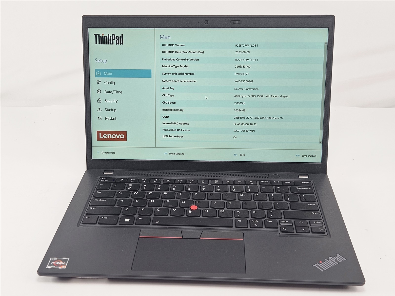 Lenovo ThinkPad L14 Gen 4 256GB SSD 16GB Ryzen 5 PRO 7530U 14″ AMD Radeon