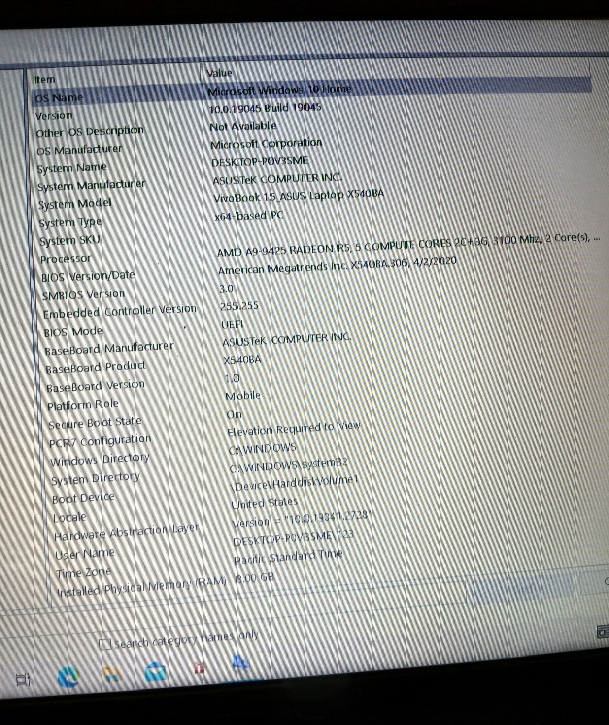 ASUS X540B – Please see picture for full details