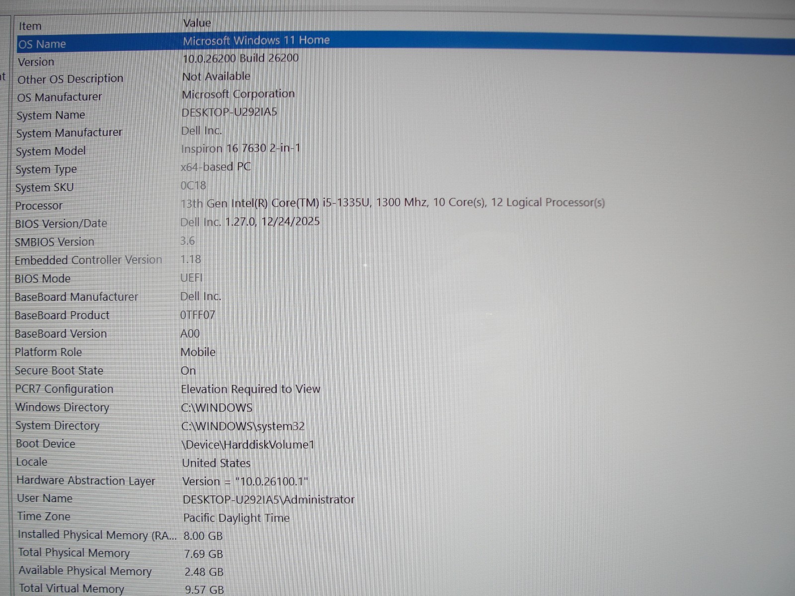 Dell Inspiron 7630 2-in-1 16″FHD+ Touch i5-1335U 1.3GHz 8GB RAM 512GB SSD +P/A