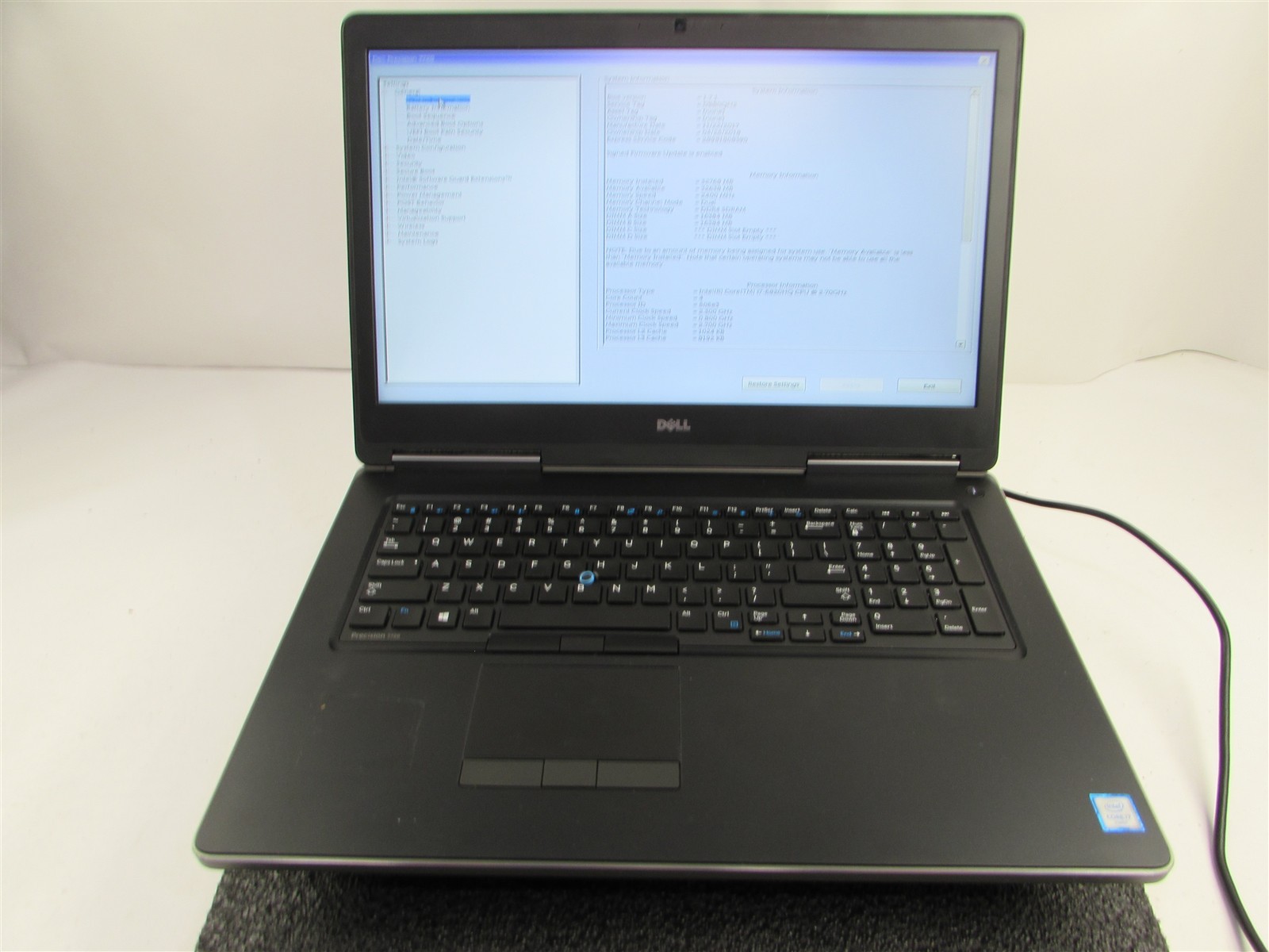 DELL PRECISION 7720 I7-6820HQ 512GB SSD 32GB RAM NVIDIA QUADRO P3000 NO O.S