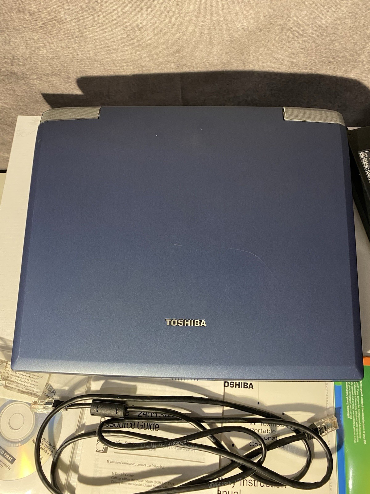 Toshiba Satellite 2455-S305 Retro Laptop Bundle POWERS ON – No HDD Manuals CD