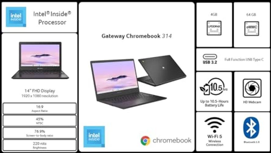 Gateway Chromebook 314 CBO314-1H-C476 Laptop | Intel Celeron 14-inch / 64GB