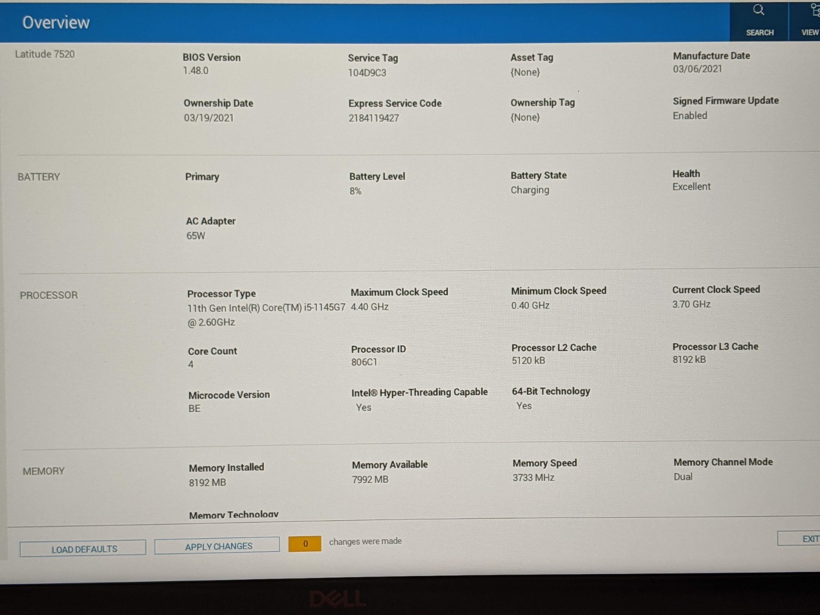 Dell Latitude 7520 15.6″ FHD Intel i5-1145G7 2.6GHz 8GB 256GB SSD Win11Pro +PA