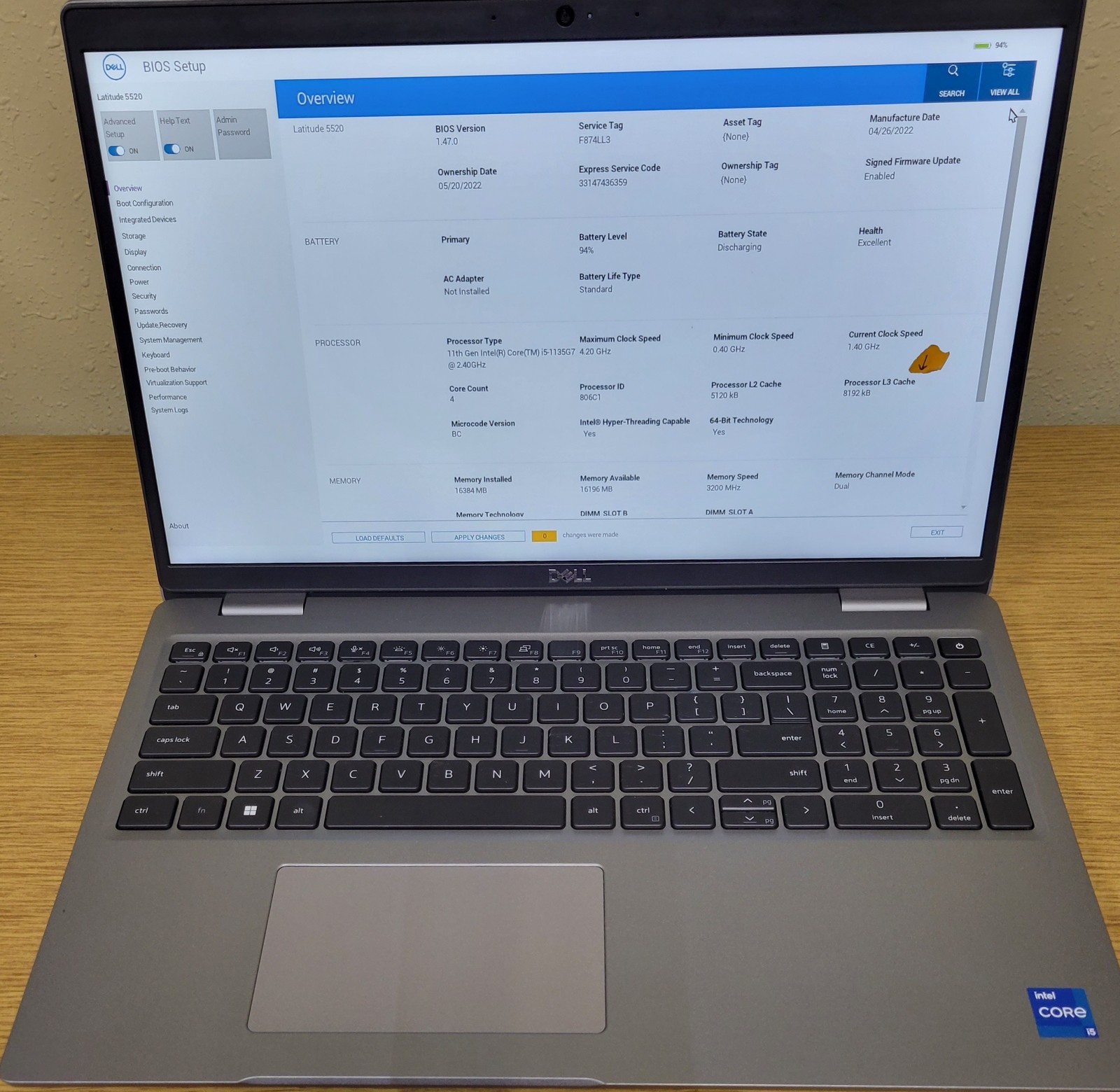 Dell Latitude 5520 i5-1135G7 2.40GHz 16GB DDR4 256GB SSD No OS/SSD/HDD