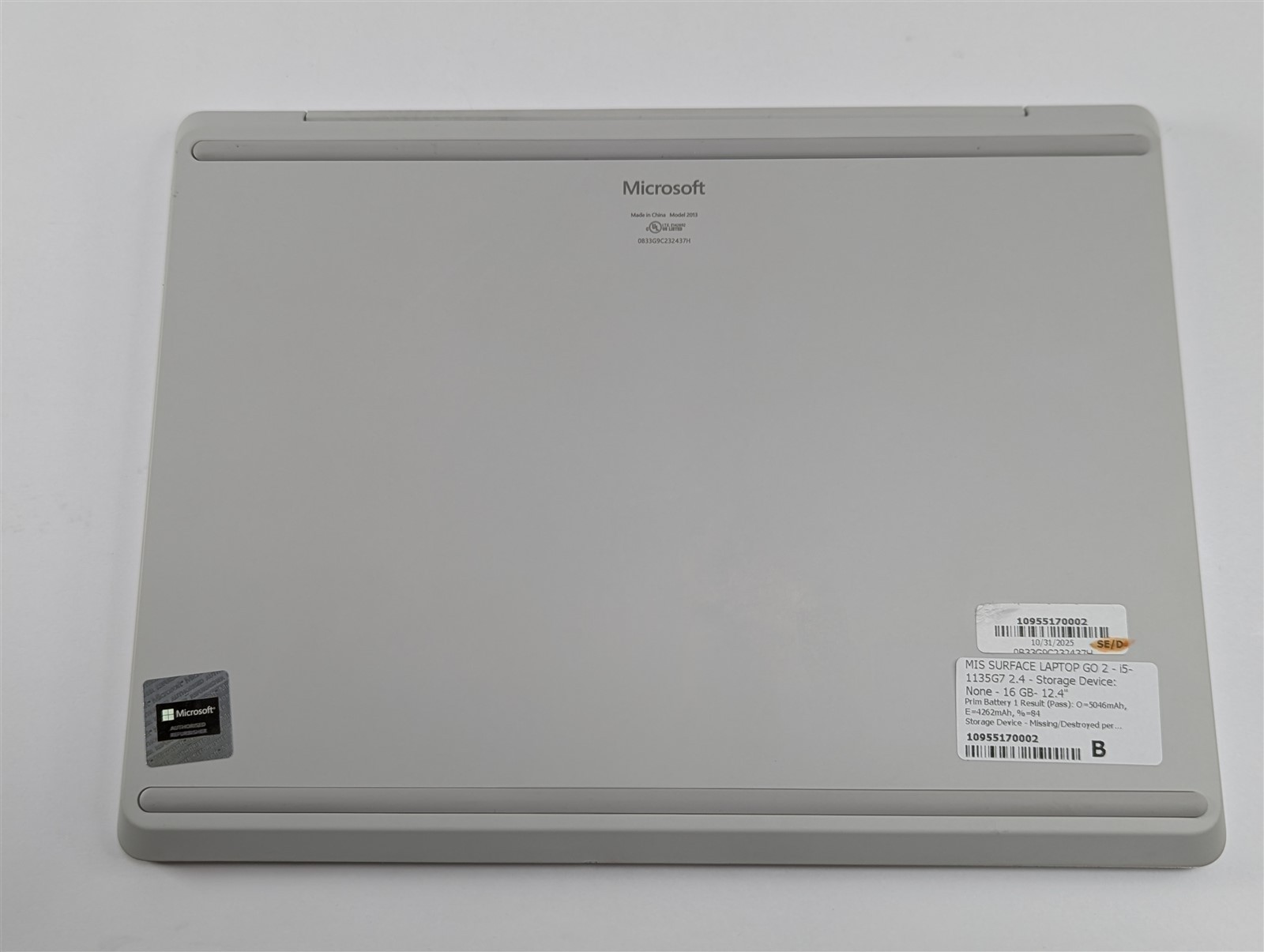 Microsoft Surface Laptop Go 2 2022 12.4″ i5-1135G7 2.4GHz 16GB RAM No Storage
