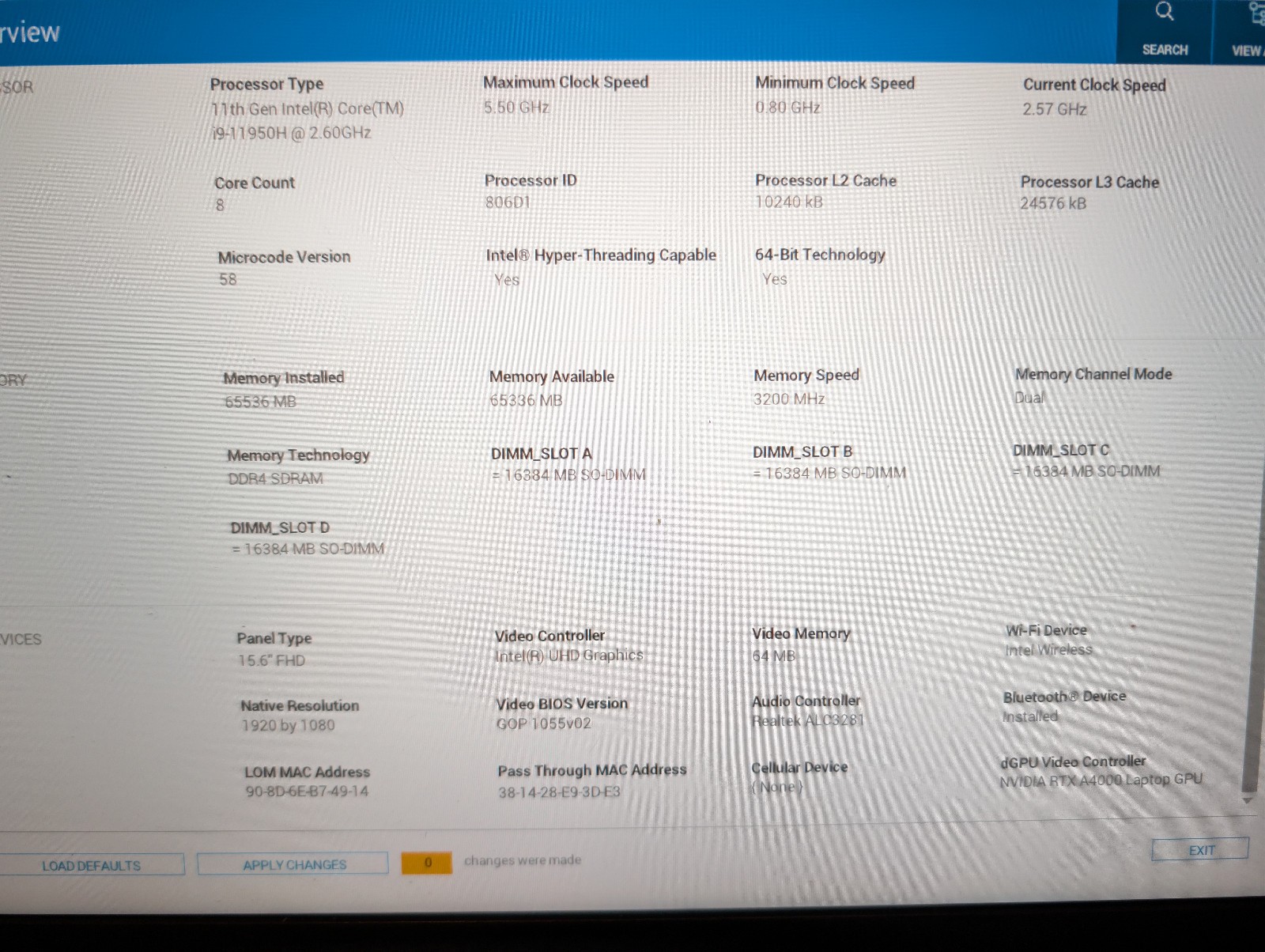 Dell Precision 7560 15.6″ Laptop i9-11950H 64GB RAM 1TB NVMe RTX A4000 Win11 Pro