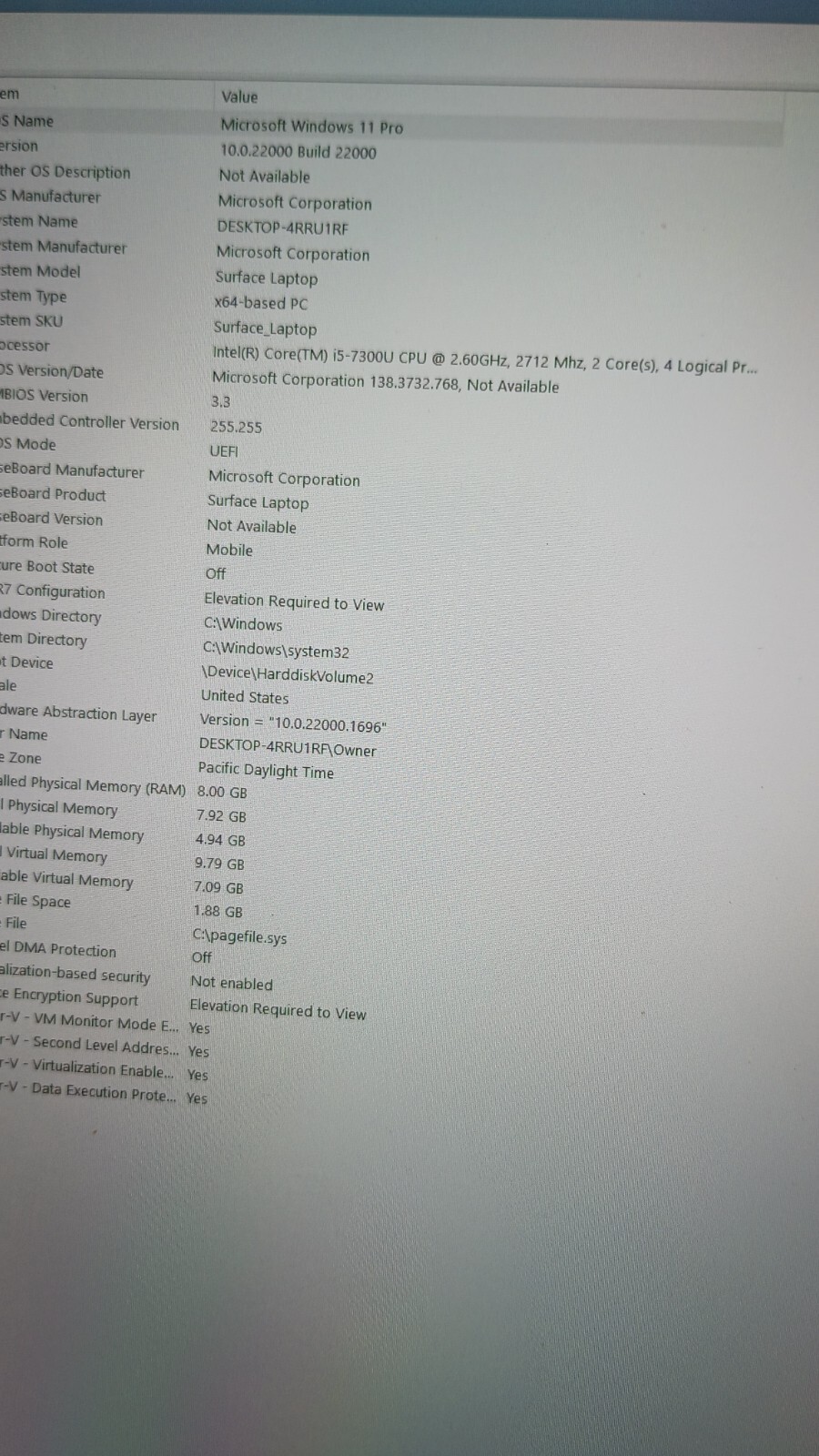 Surface Laptop (4025) w/charger.i5-7300U.8GB.13.5″2k Touch.256GB M.2.W11Pro
