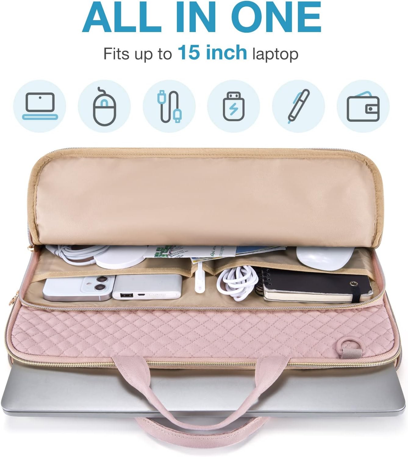 Lightweight 15.6 Inch Laptop Sleeve Bag for MacBook Pro 16″, HP, Dell, Acer, Pin