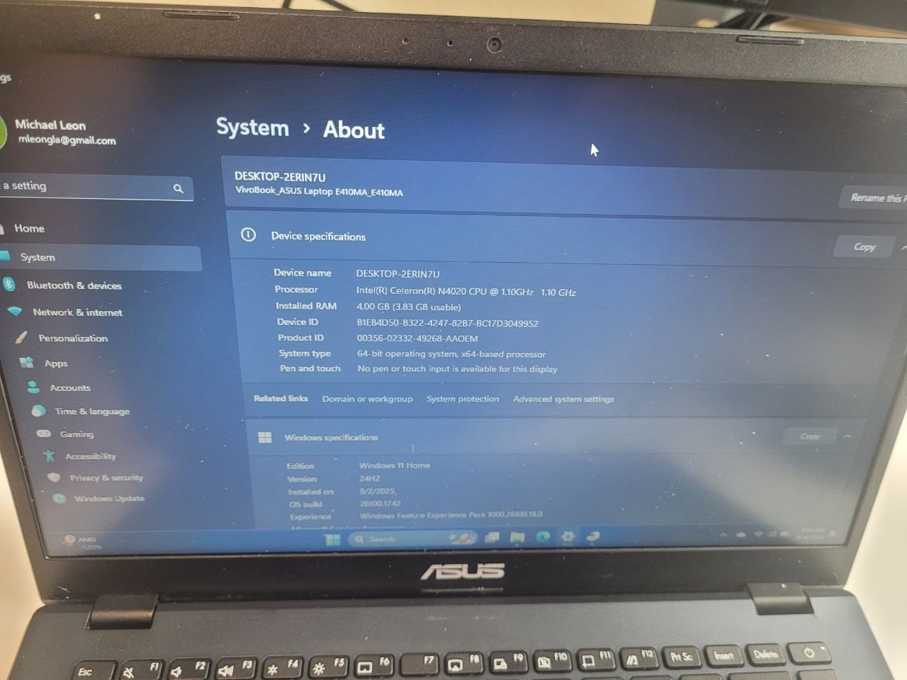 ASUS 14” (64GB eMMC Intel Celeron N4020 2.4GHz 4GB RAM) Laptop – Black…